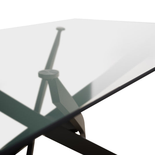 Bernini 160cm Black Leg Rectangular Glass Dining Table