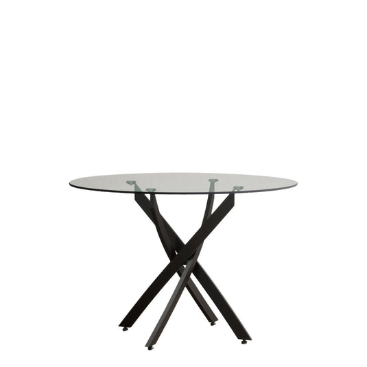 Bernini 110cm Black Leg Glass Dining Table