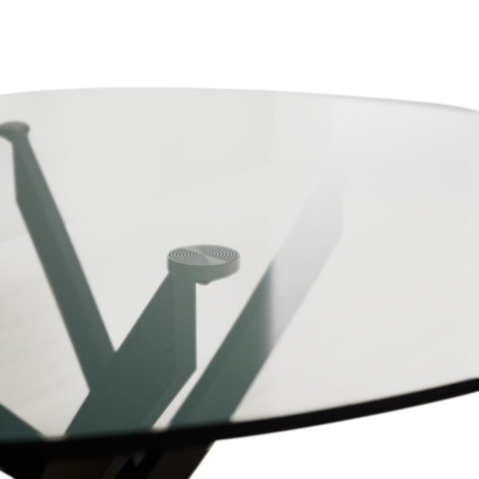 Bernini 110cm Black Leg Glass Dining Table