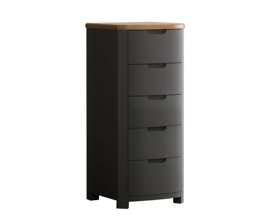 Brahms Oak and Charcoal Painted 5 Drawer Tallboy