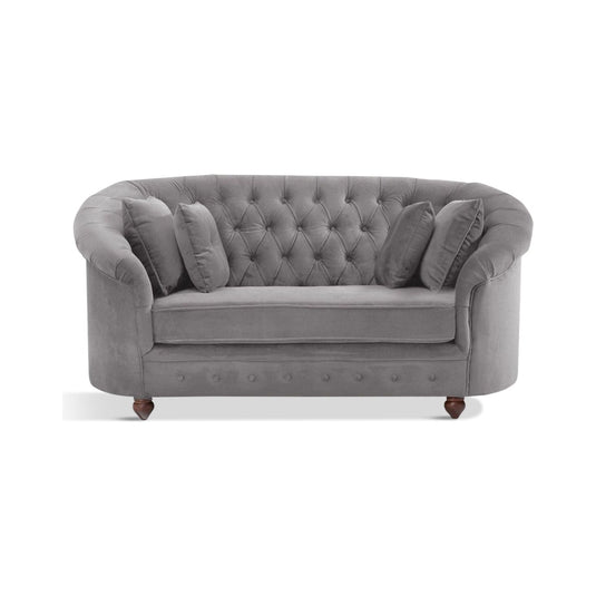 Apsley Chesterfield Grey Velvet 2 Seater Sofa