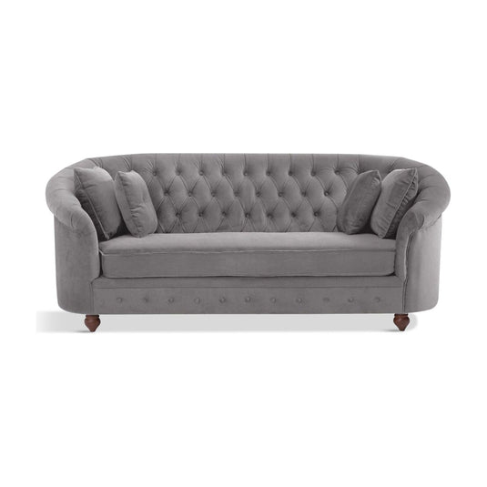 Apsley Chesterfield Grey Velvet 3 Seater Sofa