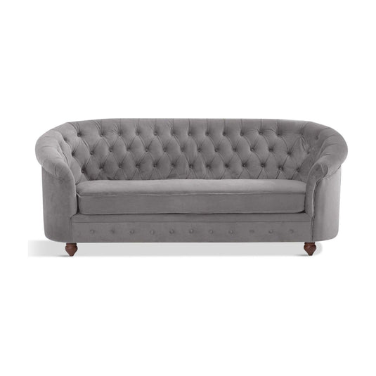 Apsley Chesterfield Grey Velvet 3 Seater Sofa