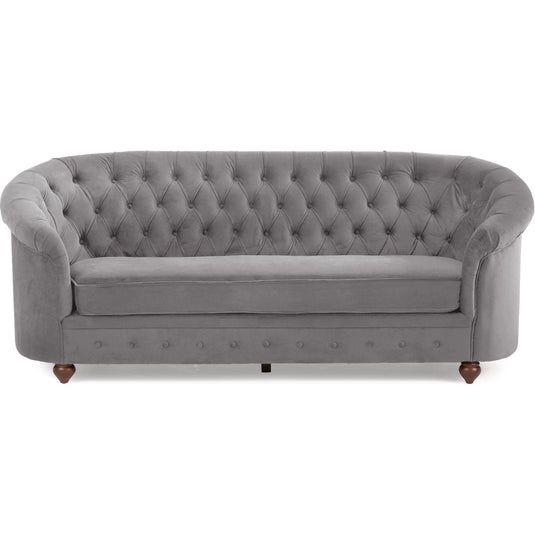 Apsley Chesterfield Grey Velvet 3 Seater Sofa Sofa Apsley 