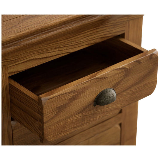 Hulbury Rustic Solid Oak 5 Drawer Tallboy