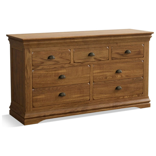 Hulbury Rustic Solid Oak Wide Chest of Drawers