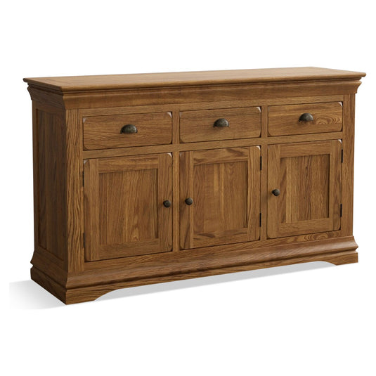 Hulbury Rustic Solid Oak Large Sideboard