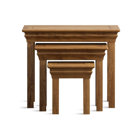 Hulbury Rustic Solid Oak Nest of Tables