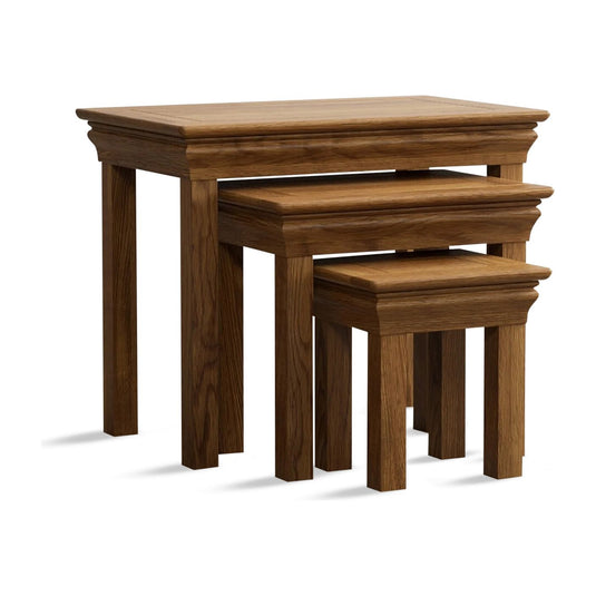 Hulbury Rustic Solid Oak Nest of Tables