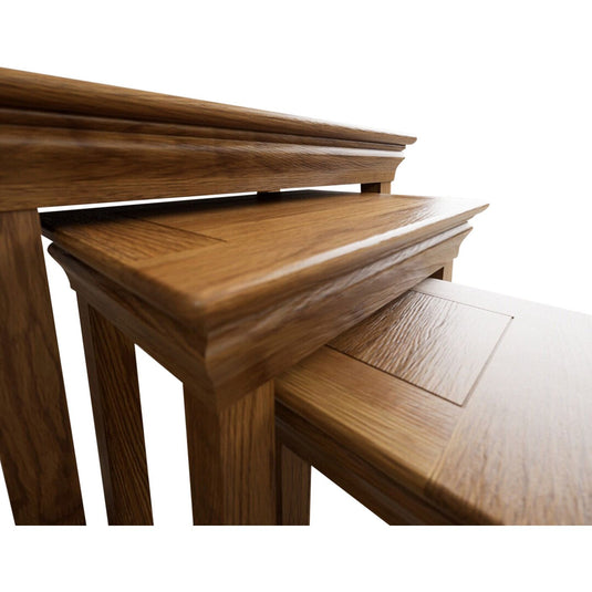 Hulbury Rustic Solid Oak Nest of Tables