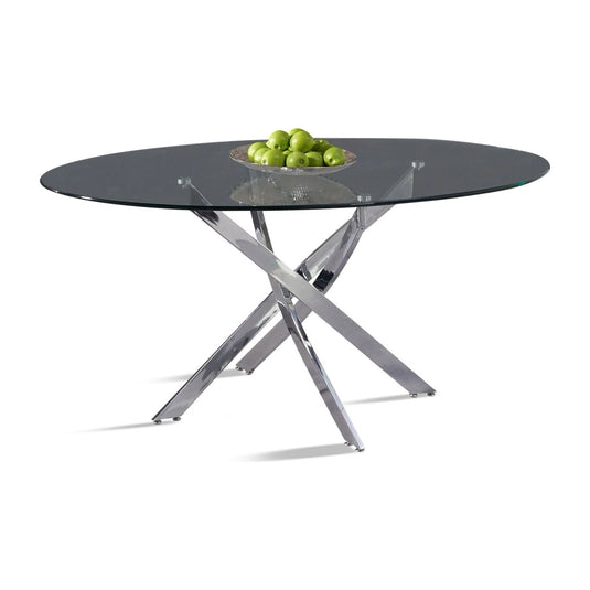 Detroit 165cm Oval Glass Dining Table