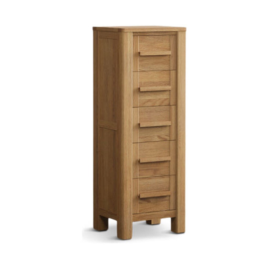 Walsham Solid Oak 5 Drawer Tallboy