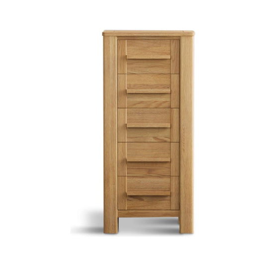 Walsham Solid Oak 5 Drawer Tallboy