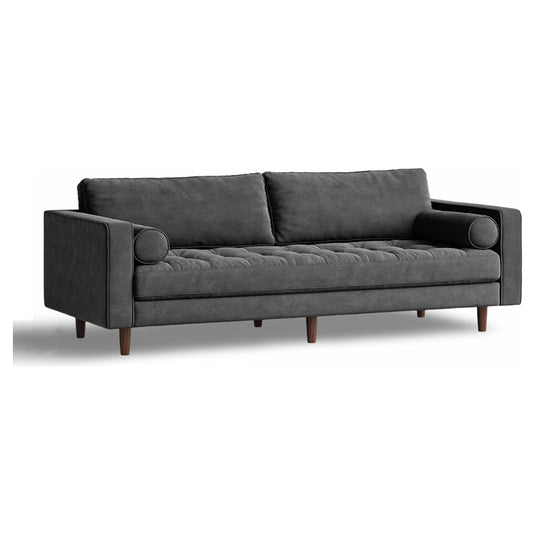 Felix Cement Grey Velvet Three Seater Sofa Sofa Felix 