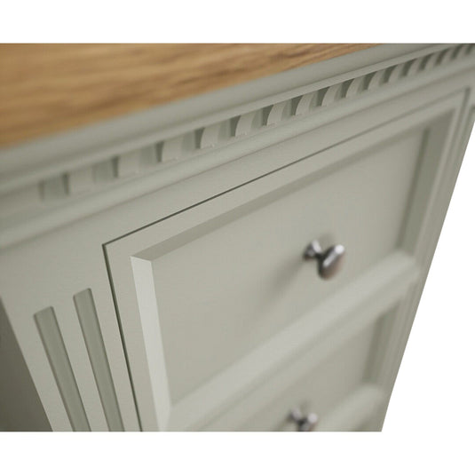 Phillipe Oak and Soft Green Painted 5 Drawer Tallboy