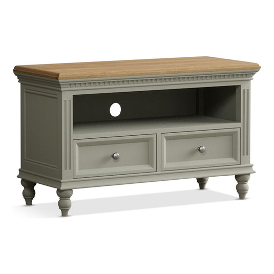 Phillipe Oak and Soft Green Painted Small TV Cabinet