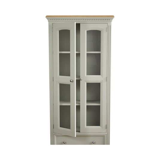 Phillipe Oak and Soft Green Painted Glazed Display Cabinet