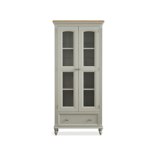 Phillipe Oak and Soft Green Painted Glazed Display Cabinet