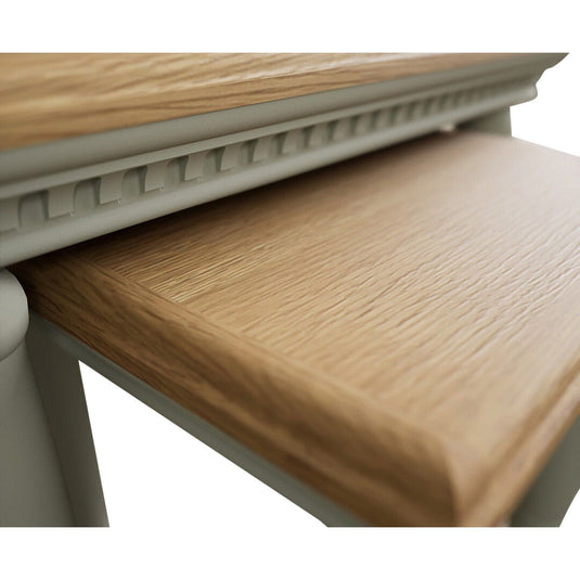 Phillipe Oak and Soft Green Painted Nest Of Tables