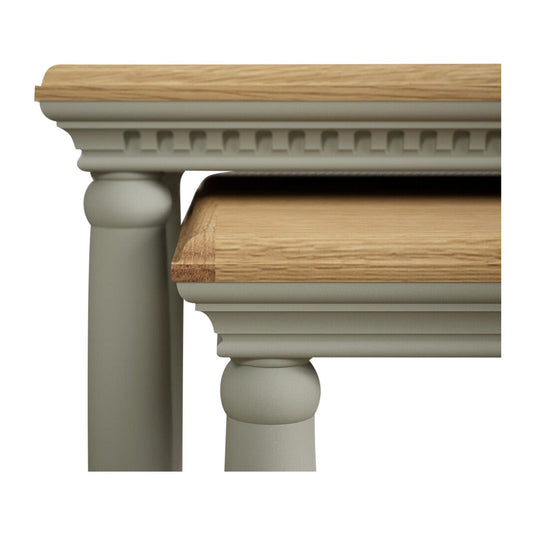 Phillipe Oak and Soft Green Painted Nest Of Tables