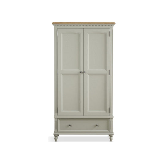 Phillipe Oak and Soft Green Painted Double Wardrobe