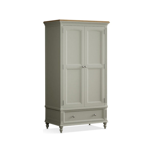 Phillipe Oak and Soft Green Painted Double Wardrobe