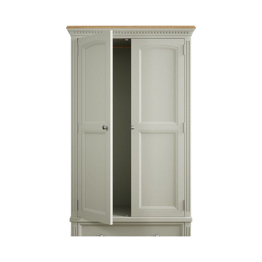 Phillipe Oak and Soft Green Painted Double Wardrobe