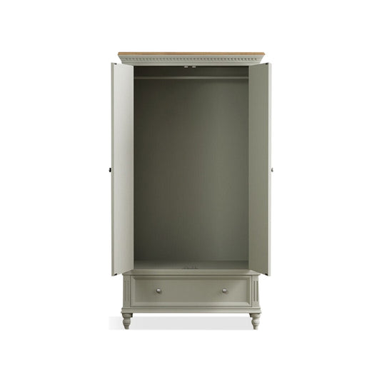 Phillipe Oak and Soft Green Painted Double Wardrobe