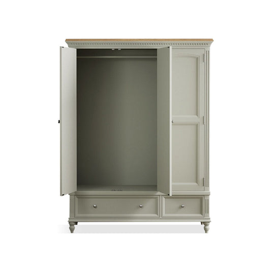 Phillipe Oak and Soft Green Painted Triple Wardrobe