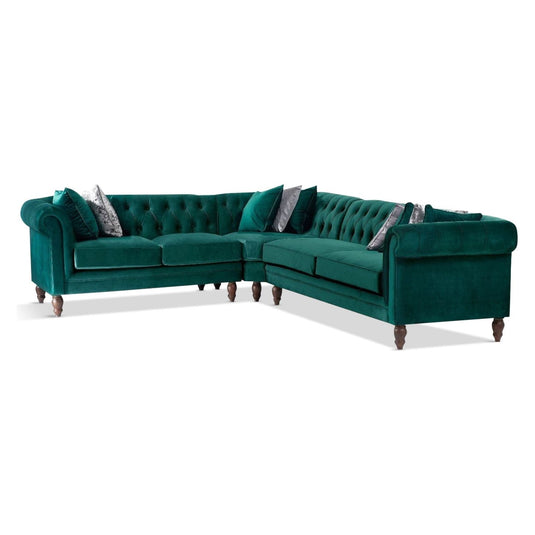 Cavendish Medium Green Velvet Corner Sofa