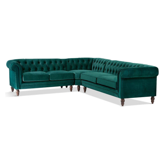 Cavendish Medium Green Velvet Corner Sofa