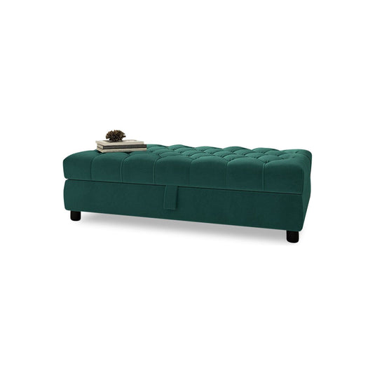Green Velvet Storage Footstool