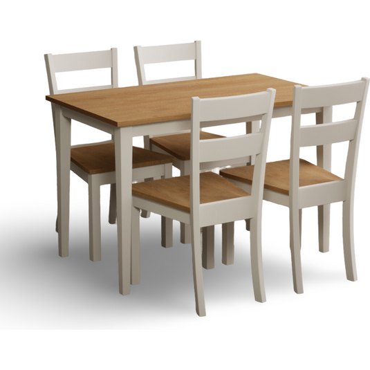 Faversham 115cm Solid Oak and Cream Dining Table with Cream Chairs