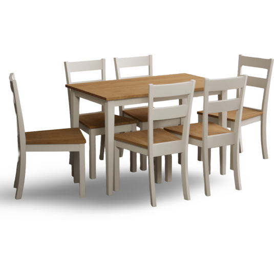 Faversham 115cm Solid Oak and Cream Dining Table with Cream Chairs