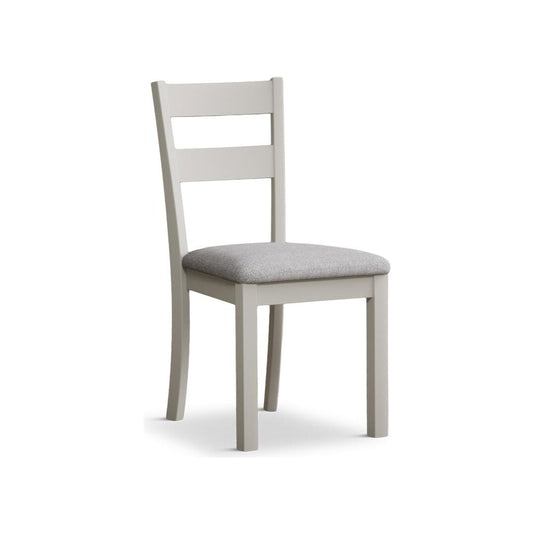 Faversham Signal White Painted Chairs with Light Grey Fabric Seat Pad (Pair) Dining Chair Faversham 