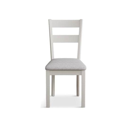 Faversham Signal White Painted Chairs with Light Grey Fabric Seat Pad (Pair) Dining Chair Faversham 