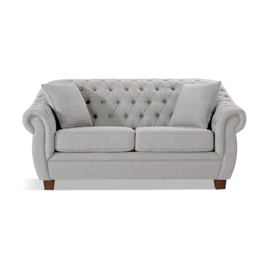 Eva Chesterfield Grey Linen Fabric 2 Seater Sofa