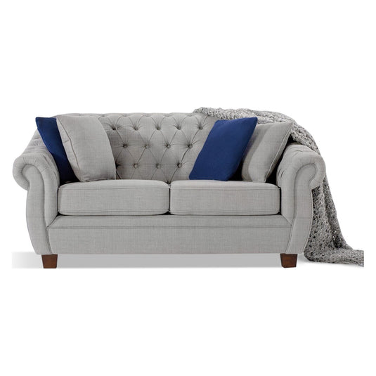 Eva Chesterfield Grey Linen Fabric 2 Seater Sofa