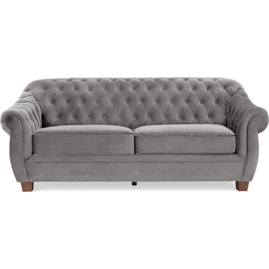 Eva Chesterfield Light Grey Velvet 3 Seater Sofa Sofa Eva 