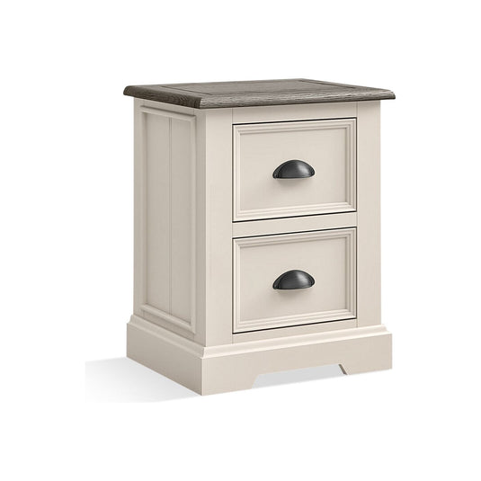 Morecambe Oak and Soft White Painted 2 Drawer Bedside Chest