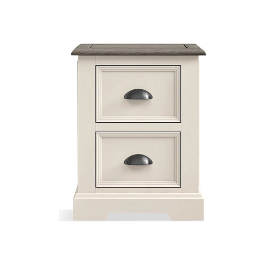 Morecambe Oak and Soft White Painted 2 Drawer Bedside Chest