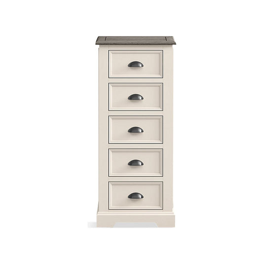 Morecambe Oak and Soft White Painted 5 Drawer Tallboy