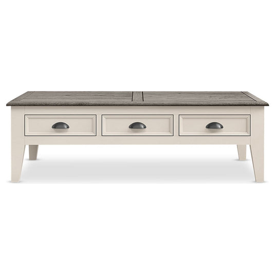 Morecambe Oak and Soft White Painted Extra Large 6 Drawer Coffee Table