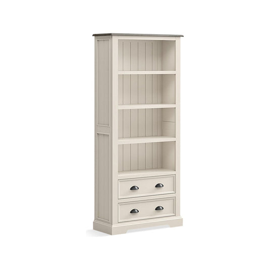 Morecambe Oak and Soft White Painted Tall Bookcase