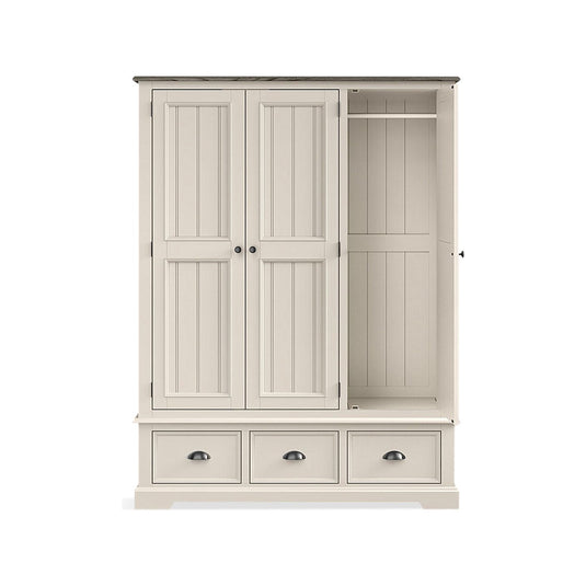 Morecambe Oak and Soft White Painted Triple Wardrobe