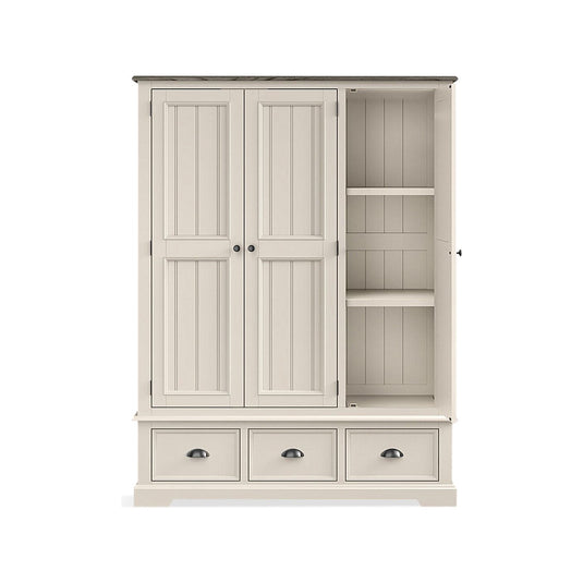 Morecambe Oak and Soft White Painted Triple Wardrobe