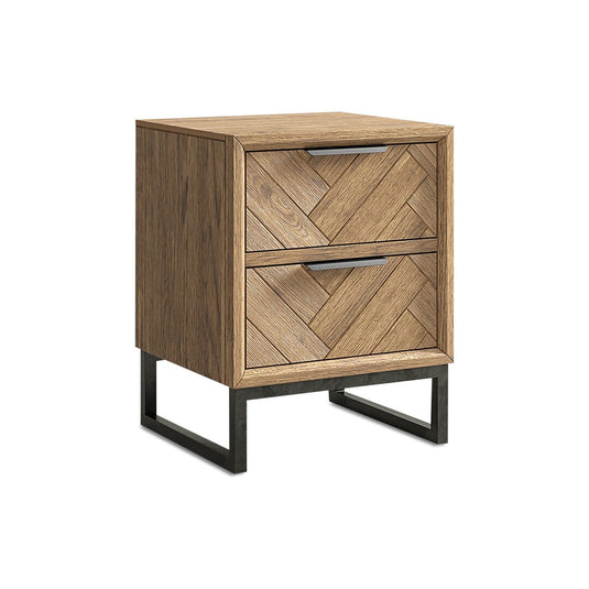 Roman Solid Oak 2 Drawer Bedside Table
