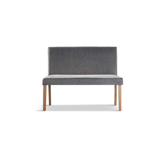 Evie Small Grey Velvet Bench with Back