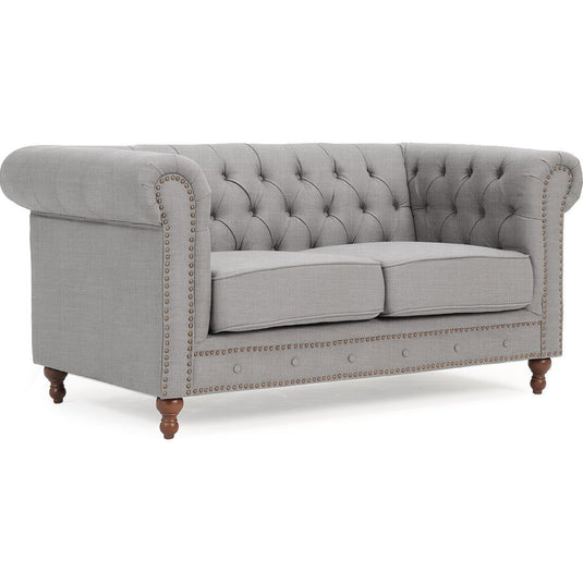 Westminster Chesterfield Grey Linen 2 Seater Sofa Sofa Westminster 