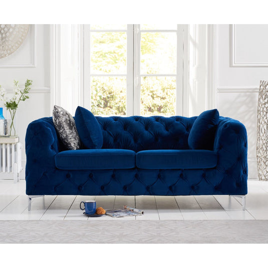 Alara Blue Velvet 2 Seater Sofa Sofa Alara 